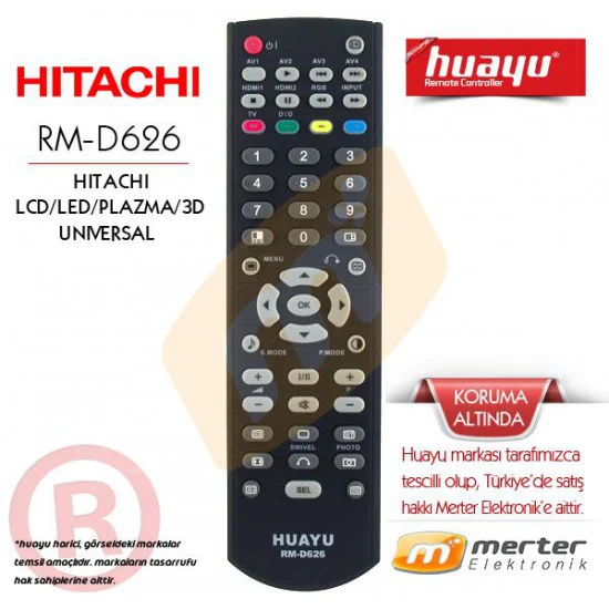 Hitachi Lcd Led Plazma Tv Kumandası Huayu RM D626 4467 Güvenlik