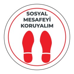 Sosyal Mesafe Adım Etiketi Beyaz 