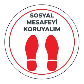 Sosyal Mesafe Adım Etiketi Beyaz 