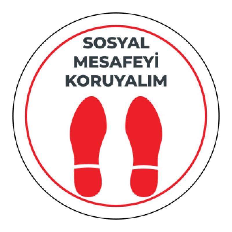 Sosyal Mesafe Adım Etiketi Beyaz fiyat teklifi al