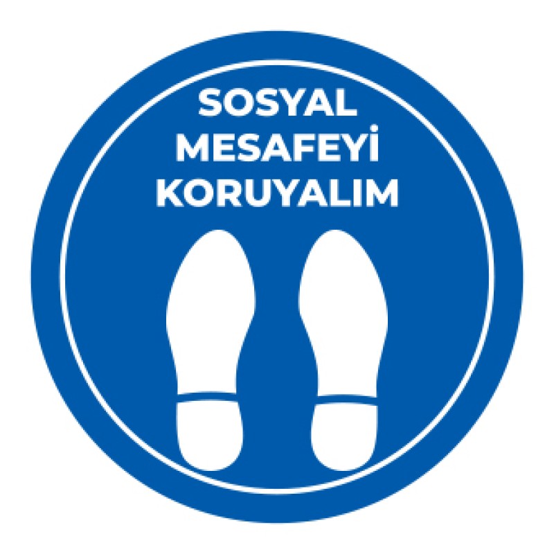 Sosyal Mesafe Adım Etiketi Mavi fiyat teklifi al