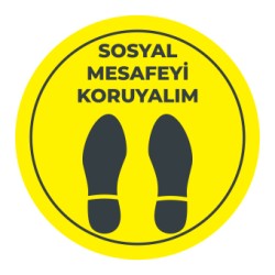 Sosyal Mesafe Adım Etiketi Sari 