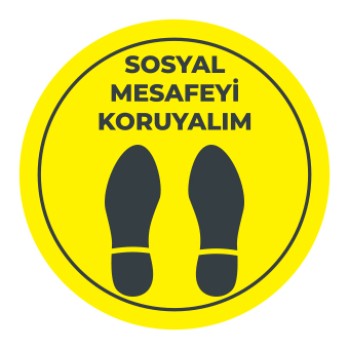Sosyal Mesafe Adım Etiketi Sari 