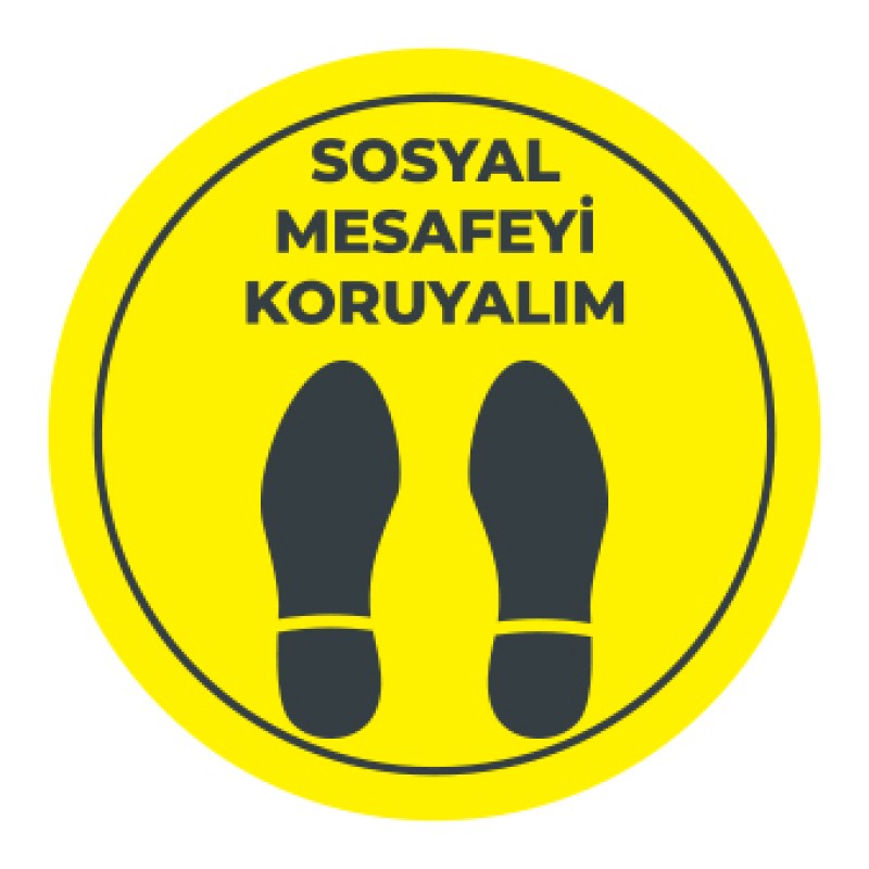 Sosyal Mesafe Adım Etiketi Sari fiyat teklifi al