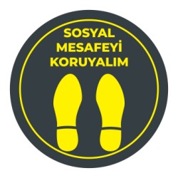 Sosyal Mesafe Adım Etiketi Siyah 