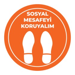 Sosyal Mesafe Adım Etiketi Turuncu 