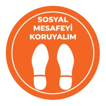 Sosyal Mesafe Adım Etiketi Turuncu 
