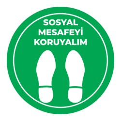 Sosyal Mesafe Adım Etiketi Yesil 