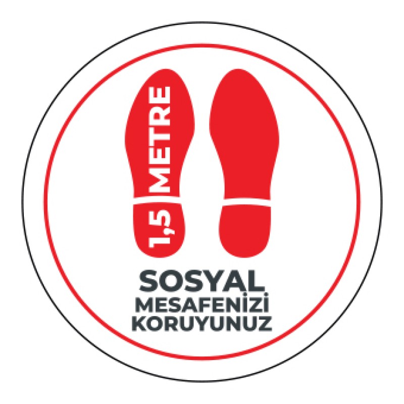 Sosyal Mesafe Adim Sticker 1.5 Metre Beyaz fiyat teklifi al