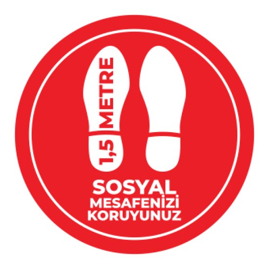 Sosyal Mesafe Adim Sticker 1.5 Metre Kirmizi Sosyal Mesafe Adim Sticker 1.5 Metre Kirmizi