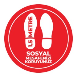 Sosyal Mesafe Adim Sticker 1.5 Metre Kirmizi 