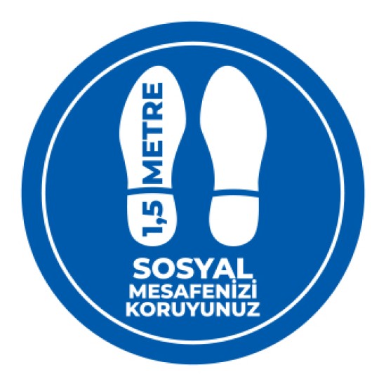 Sosyal Mesafe Adim Sticker 1.5 Metre Mavi Sosyal Mesafe Adim Sticker 1.5 Metre Mavi