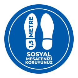 Sosyal Mesafe Adim Sticker 1.5 Metre Mavi 