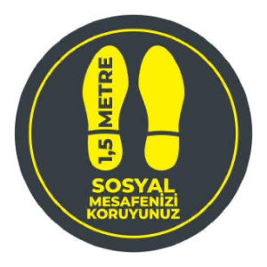 Sosyal Mesafe Adim Sticker 1.5 Metre Siyah