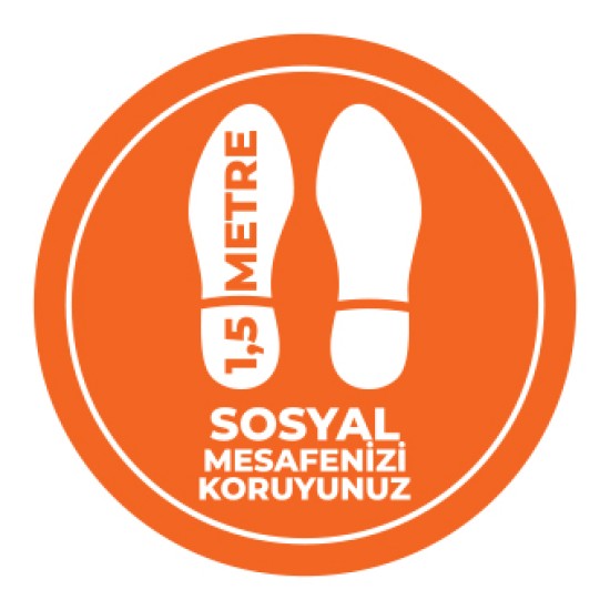 Sosyal Mesafe Adim Sticker 1.5 Metre Turuncu Sosyal Mesafe Adim Sticker 1.5 Metre Turuncu