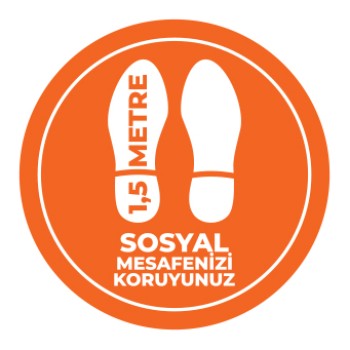 Sosyal Mesafe Adim Sticker 1.5 Metre Turuncu 