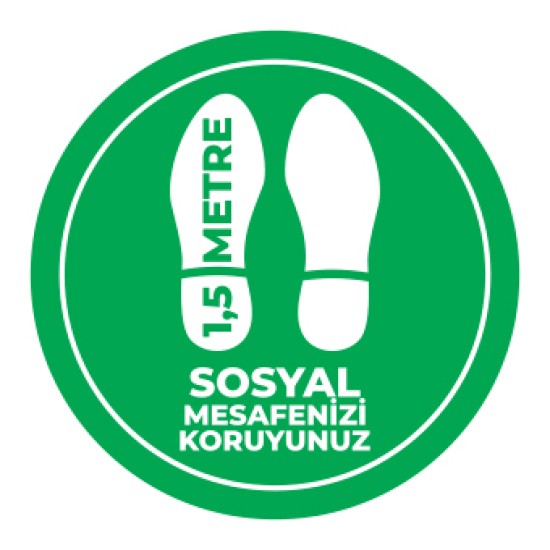 Sosyal Mesafe Adim Sticker 1.5 Metre Yesil Sosyal Mesafe Adim Sticker 1.5 Metre Yesil