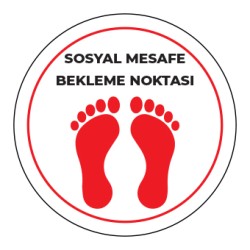 Sosyal Mesafe Bekleme Noktası Sticker Beyaz 