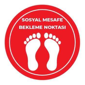 Sosyal Mesafe Bekleme Noktası Sticker Kırmızı 