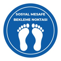 Sosyal Mesafe Bekleme Noktası Sticker Mavi 