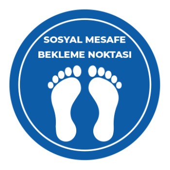 Sosyal Mesafe Bekleme Noktası Sticker Mavi 