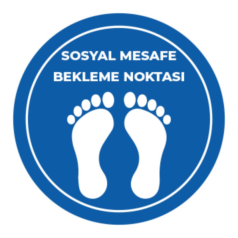Sosyal Mesafe Bekleme Noktası Sticker Mavi fiyat teklifi al