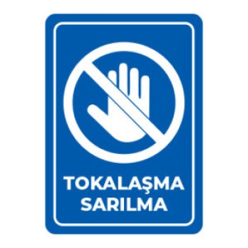 Sosyal Mesafe Tokalasma Sarilma Etiket Mavi 