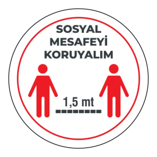 Sosyal Mesafemizi Koruyalım Sticker 1,5 Metre Beyaz Sosyal Mesafemizi Koruyalım Sticker 1,5 Metre Beyaz