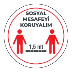 Sosyal Mesafemizi Koruyalım Sticker 1,5 Metre Beyaz 
