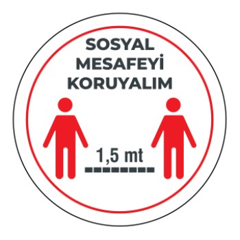 Sosyal Mesafemizi Koruyalım Sticker 1,5 Metre Beyaz 