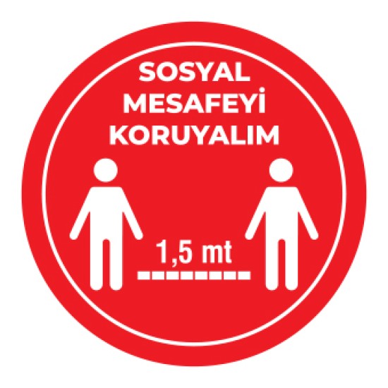 Sosyal Mesafemizi Koruyalım Sticker 1,5 Metre Kirmizi Sosyal Mesafemizi Koruyalım Sticker 1,5 Metre Kirmizi