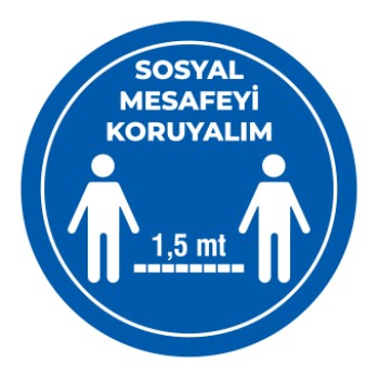 Sosyal Mesafemizi Koruyalım Sticker 1,5 Metre Mavi 
