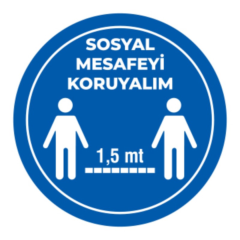 Sosyal Mesafemizi Koruyalım Sticker 1,5 Metre Mavi fiyat teklifi al