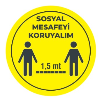 Sosyal Mesafemizi Koruyalım Sticker 1,5 Metre Sari 
