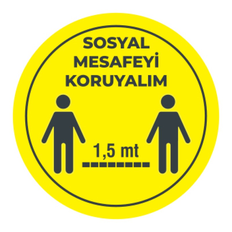 Sosyal Mesafemizi Koruyalım Sticker 1,5 Metre Sari fiyat teklifi al