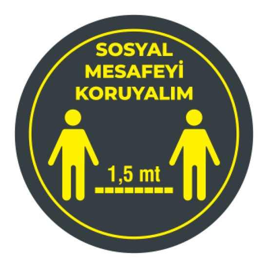Sosyal Mesafemizi Koruyalım Sticker 1,5 Metre Siyah Sosyal Mesafemizi Koruyalım Sticker 1,5 Metre Siyah