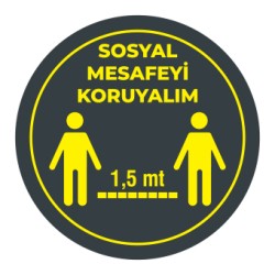 Sosyal Mesafemizi Koruyalım Sticker 1,5 Metre Siyah 