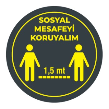 Sosyal Mesafemizi Koruyalım Sticker 1,5 Metre Siyah 
