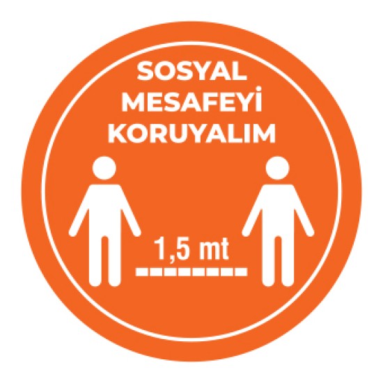 Sosyal Mesafemizi Koruyalım Sticker 1,5 Metre Turuncu Sosyal Mesafemizi Koruyalım Sticker 1,5 Metre Turuncu