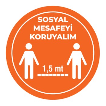 Sosyal Mesafemizi Koruyalım Sticker 1,5 Metre Turuncu 