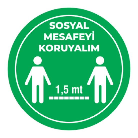 Sosyal Mesafemizi Koruyalım Sticker 1,5 Metre Yesil Sosyal Mesafemizi Koruyalım Sticker 1,5 Metre Yesil