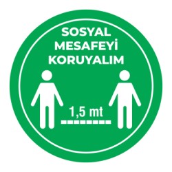 Sosyal Mesafemizi Koruyalım Sticker 1,5 Metre Yesil 