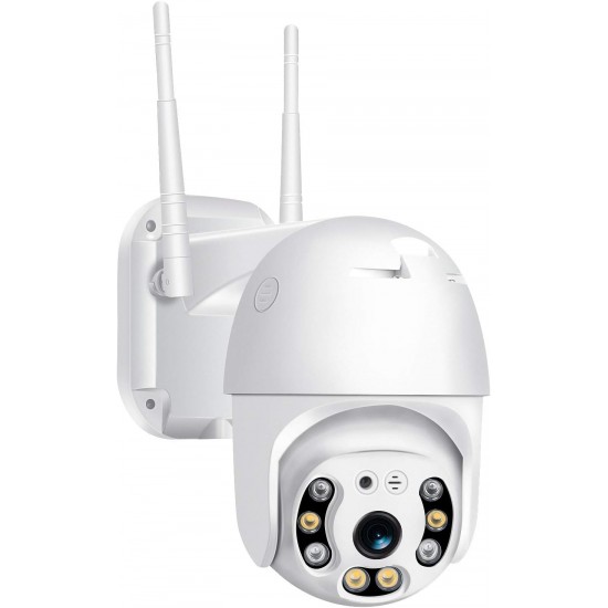 Pan Tilt Açık Güvenlik Kamerası, 1080P Ev WiFi IP Kamera, Pan Tilt Dome Gözetim Kamerası, İki Yönlü Ses Hareket Algılama Temizle Gece Görüş Onvif Su Geçirmez CCTV Kamera Desteği Max 128G SD