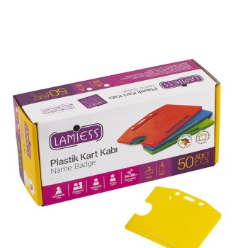 Lamiess  Lms 214 Yatay Plastik Kart Kabı Sarı 50'Li Lamiess  Lms 214 Yatay Plastik Kart Kabı Sarı 50'Li
