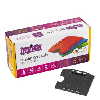 Lamiess  Lms 214 Yatay Plastik Kart Kabı Siyah 50'Li Lamiess  Lms 214 Yatay Plastik Kart Kabı Siyah 50'Li