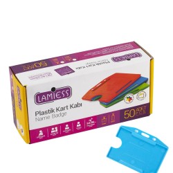 Lamiess  Lms 214 Yatay Plastik Kart Kabı Turkuaz 50'Li