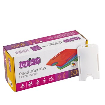 Lamiess  Lms 217 Dikey Plastik Kart Kabı Beyaz 50'Li Lamiess  Lms 217 Dikey Plastik Kart Kabı Beyaz 50'Li