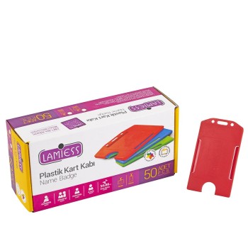 Lamiess  Lms 217 Dikey Plastik Kart Kabı Kırmızı 50'Li Lamiess  Lms 217 Dikey Plastik Kart Kabı Kırmızı 50'Li