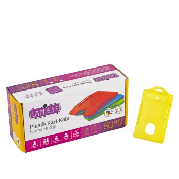 Lamiess  Lms 217 Dikey Plastik Kart Kabı Sarı 50'Li Lamiess  Lms 217 Dikey Plastik Kart Kabı Sarı 50'Li