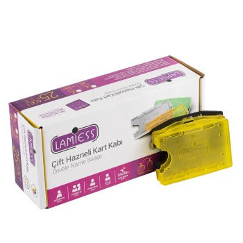 Lamiess  Lms 211 Yatay Dikey Çift Hazneli Kart Kabı Şeffaf Sarı 25'Li Lamiess  Lms 211 Yatay Dikey Çift Hazneli Kart Kabı Şeffaf Sarı 25'Li